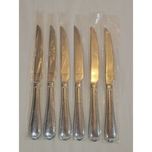 Reed & Barton Steak Knives Domain NEW 6 Beaded Shell 18/10 Stainless Steel
